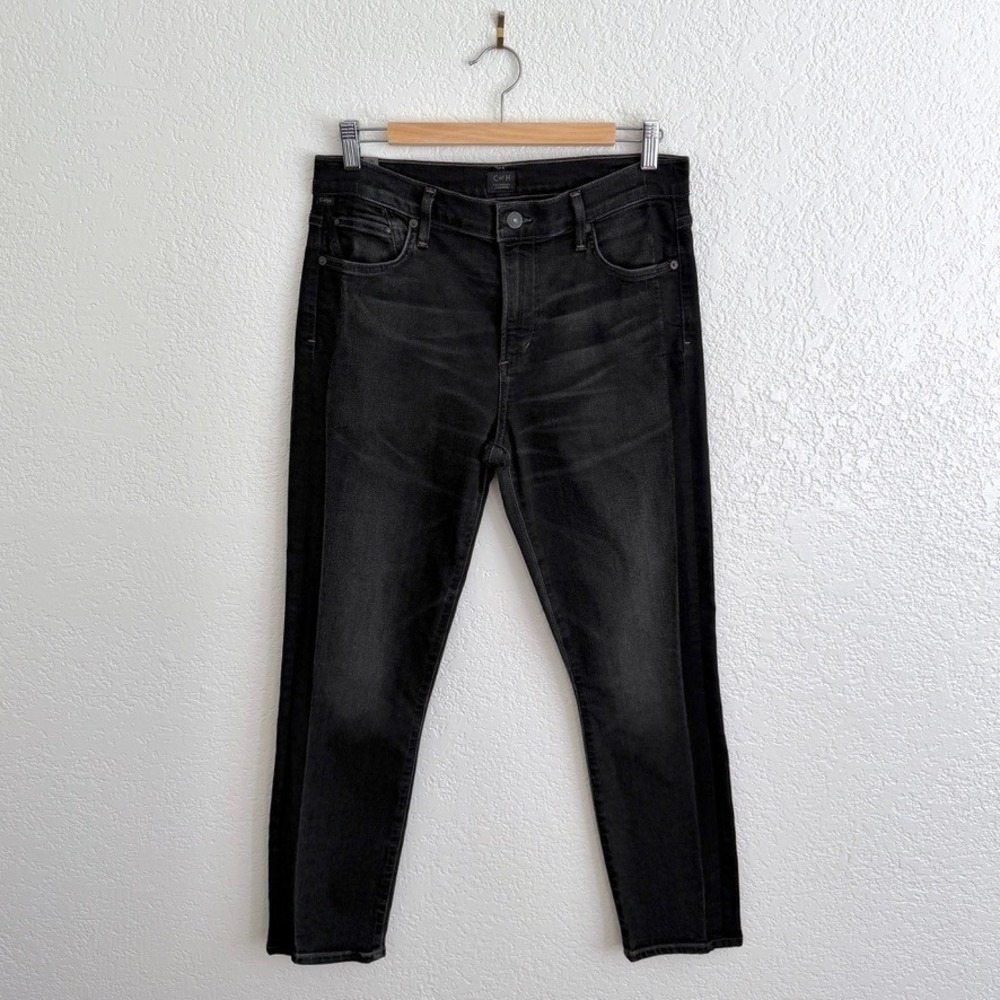 Citizens of Humanity Rocket Crop High Rise Skinny Jeans Black Shadow Stripe 29